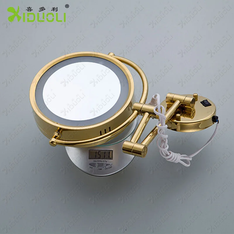 Китайский поставщик, светодиодное косметическое зеркало с золотой отделкой для ванной комнаты