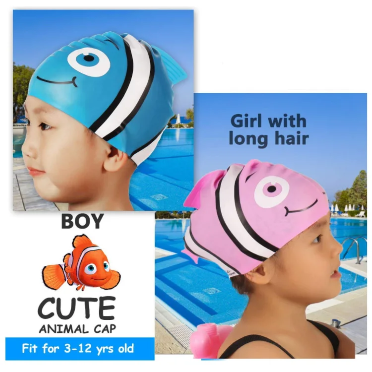 Start Smart Kids Fun Waterproof Custom Silicone Swim Cap for Boys and Girls