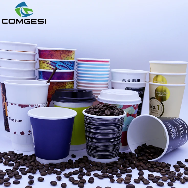 
China Wholesale High Quality Custom Logo Printed Disposable Hot Coffee Paper Cup With Flat Lids 