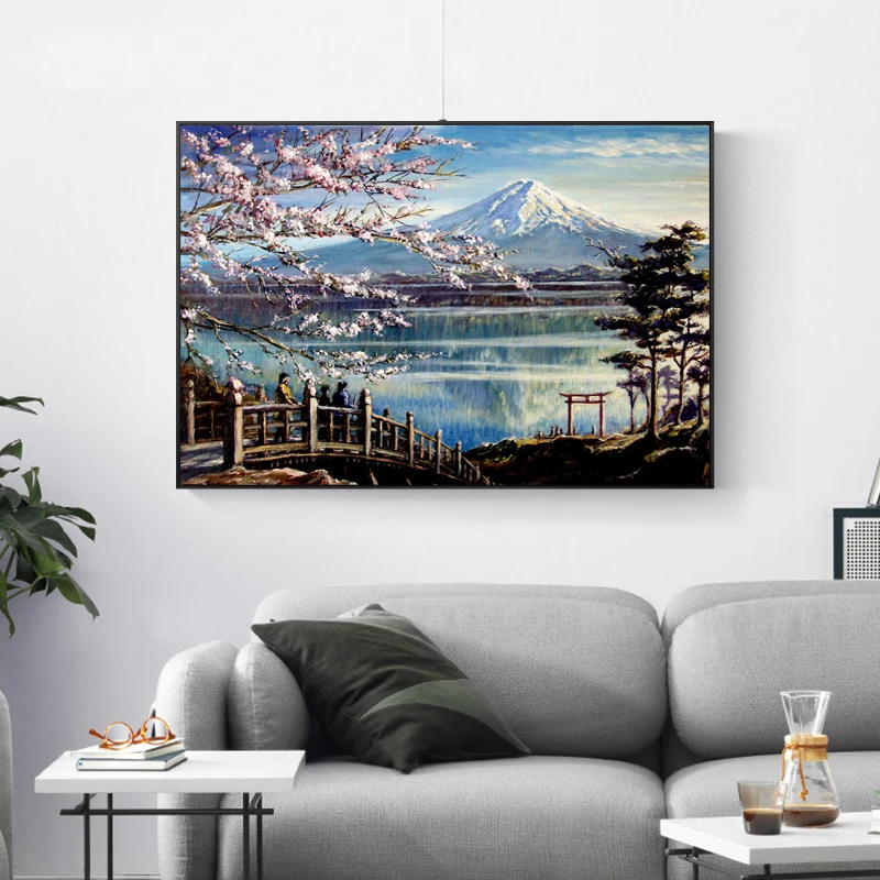 Япония Маунт Фудзи абстрактная мозаика «DIY» настенная живопись для офисного декора