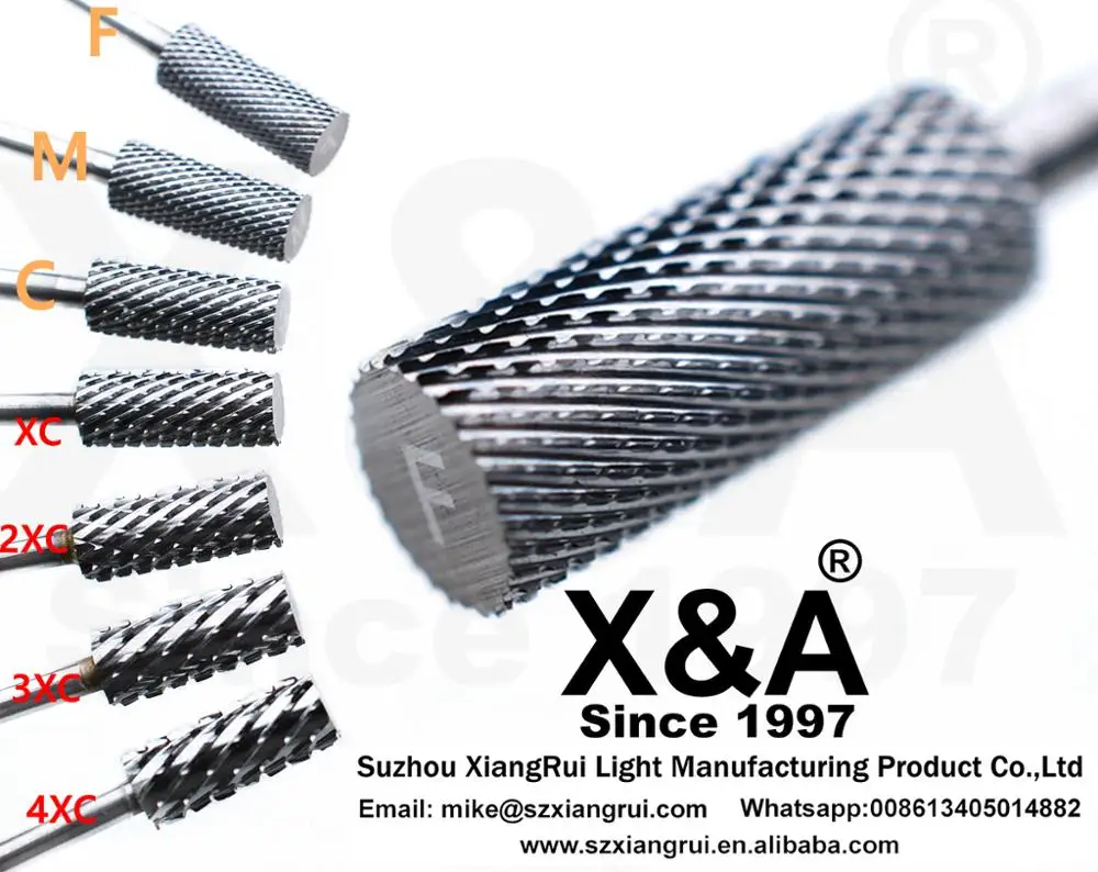 X & A Brand небольшого размера бочонок разрядные Tungsten Карбид фрез для маникюра/педикюра для маникюра, фрезер для ногтей, сверлильный, тонкой F