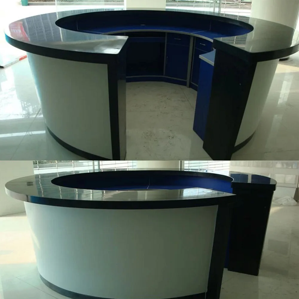 Curved Clinic Furniture Customized Solid Surface Reception Desk