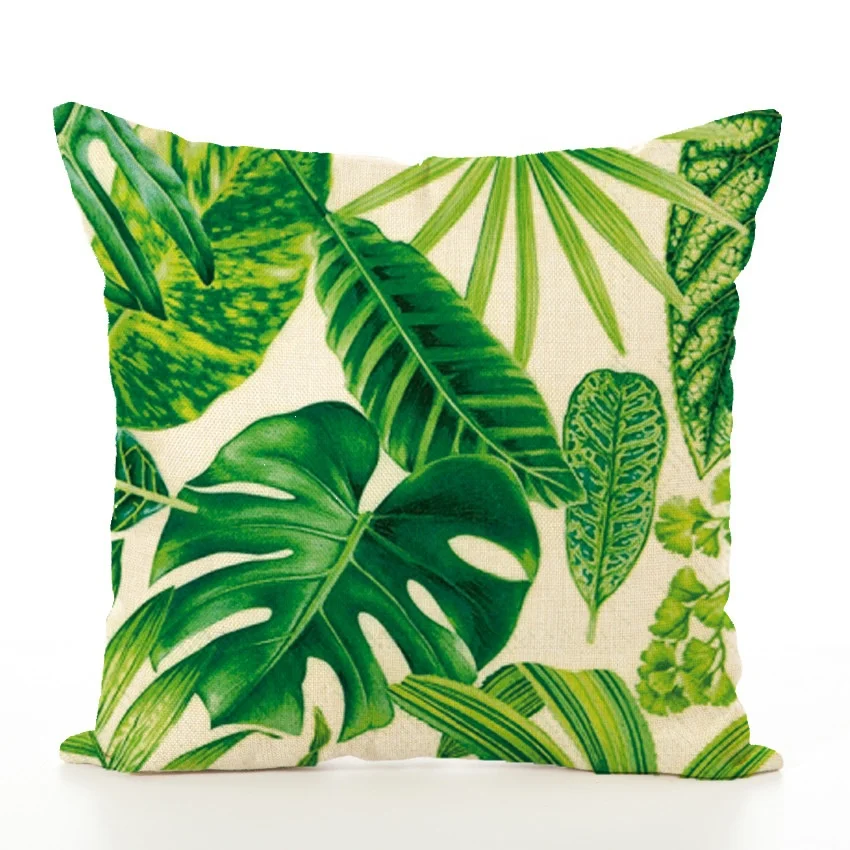 
Moroccan Green Palm leaves Cotton Throw Sofa Scatter Cover Decorative Cushion 