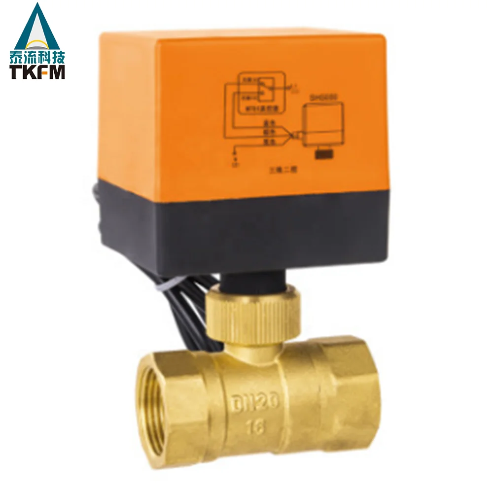 DN 25 PN 16 programmable water control shutoff electronic motorized brass ball valve 24vdc with actuator