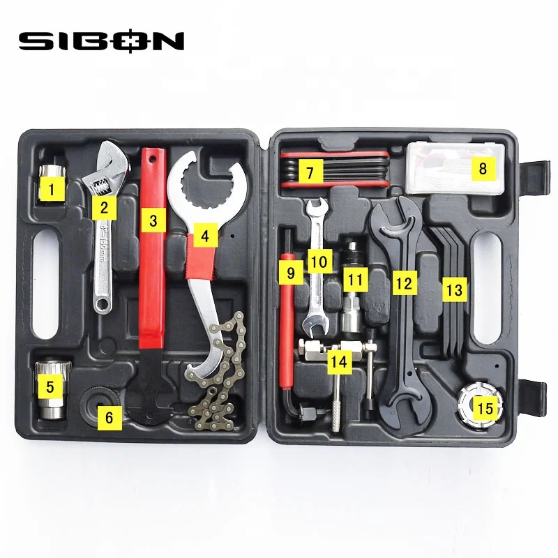 
SIBON B0810109 21pcs universal bike repair tool with BMC box 