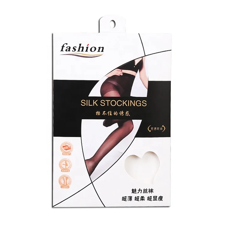 pantyhose packaging box stockingsbox customized with hanging hole and die cut window
