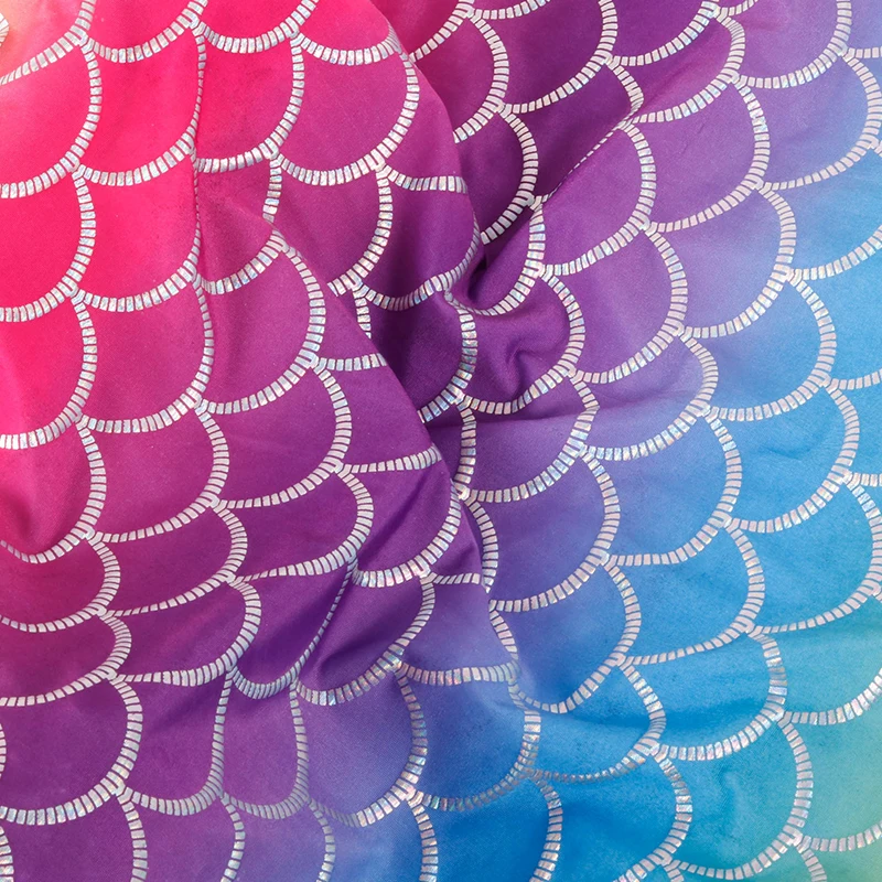 Iridescent Sparkly Mermaid Scale Fabric Hologram Spandex four Way Stretchy fabric for skirt tail swimwear