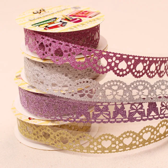 Lace pattern glitter bling adhesive tape masking DIY scrap booking lace tape sticker