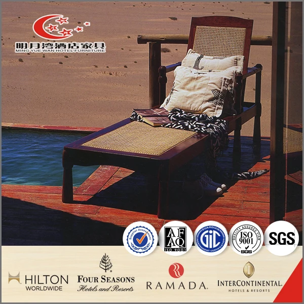 woven cane rattan wicker palm leaf rope bamboo fabric sun lounger deck chair hotel outdoor furniture