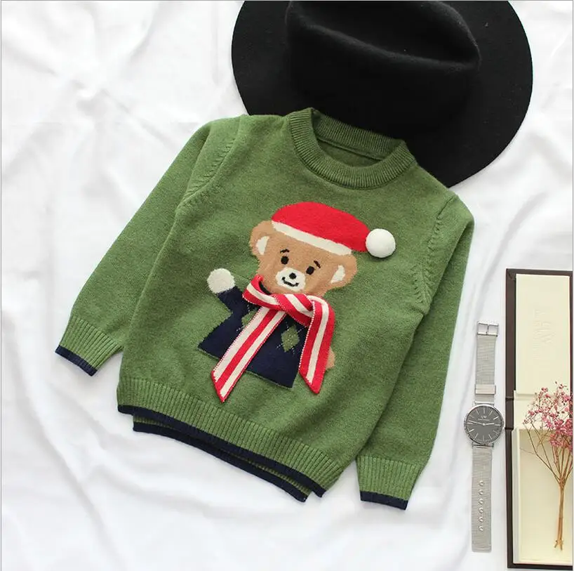 Winter boy sweater christmas , kids intarsia long sleeve angora knit pullover sweater