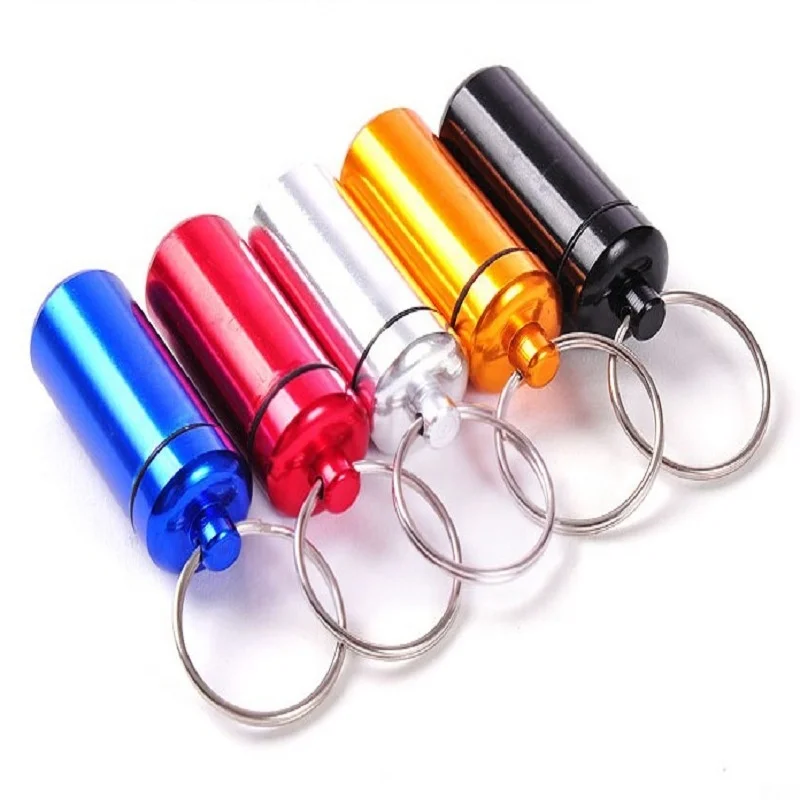 Waterproof Pill Holder Metal Keychain Emergency Pill Bottle Keychain