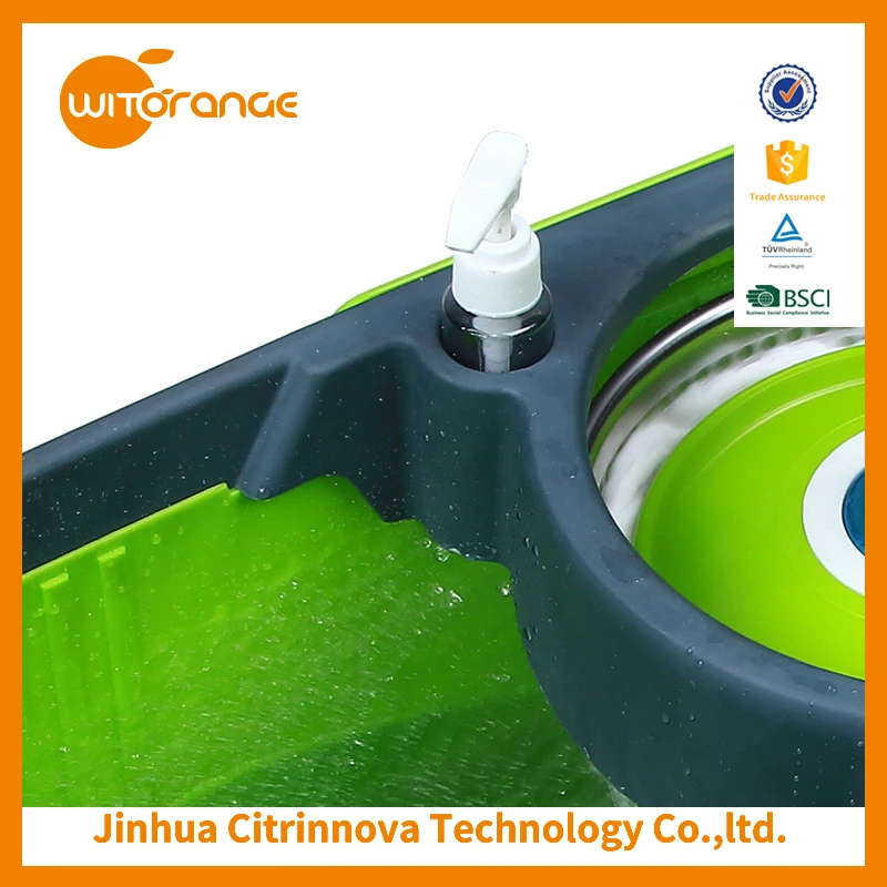 Wiotrange factory direct whole sale big vacuum square bucket Green mop 360 twist mop