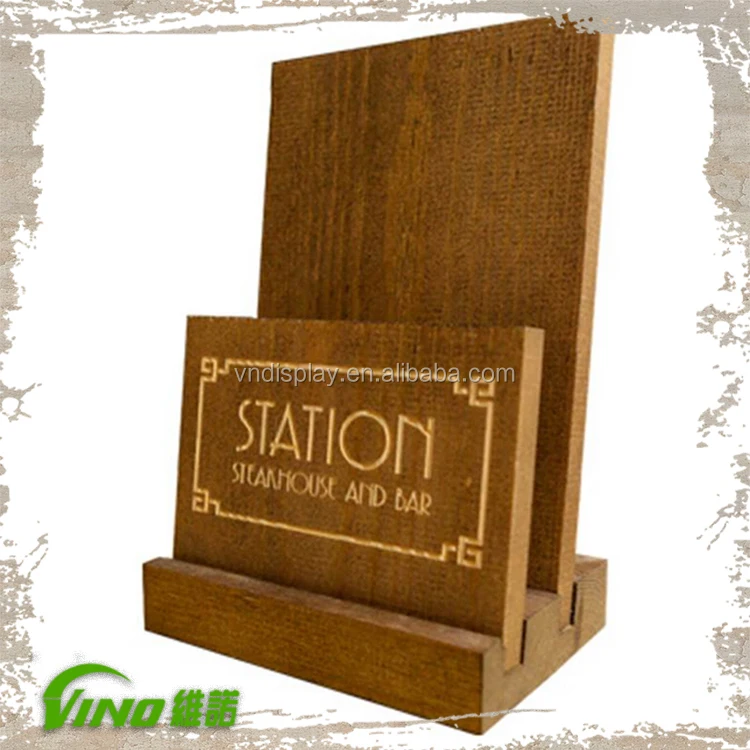 Good Quality wooden menu stand Restaurant food menu display menu holder stand