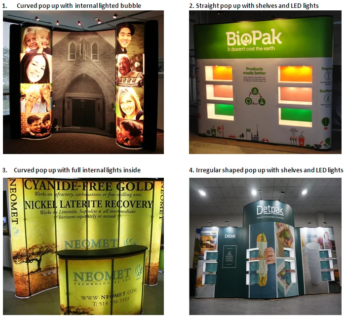 Portable exhibition booth Modular backdrop Pop up display customized size for advertising.