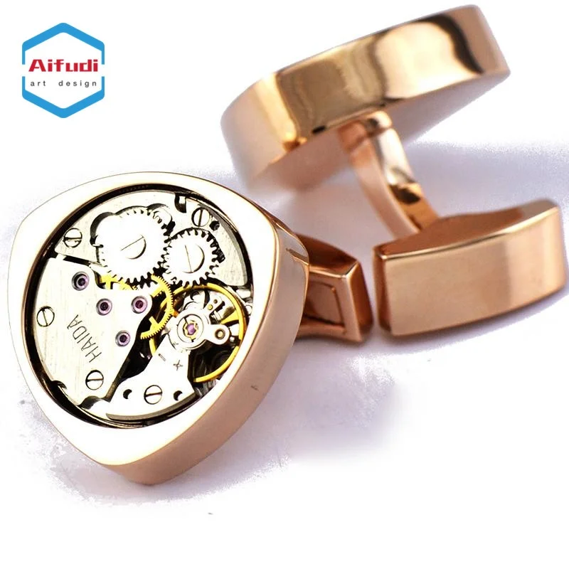 
high quality custom logo watch movement cufflink 