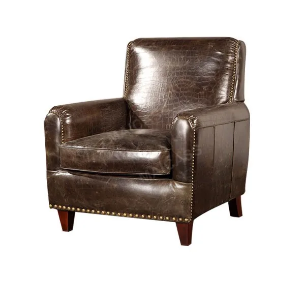 
Cafe Hotel bar armchair single antique leather sofa with rivet 