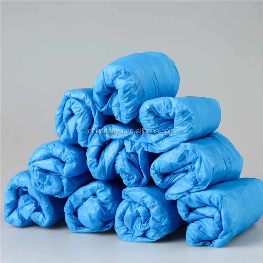 Xiantao Hubei surgical waterproof CPE PE blue plastic shoe cover disposable boot covers
