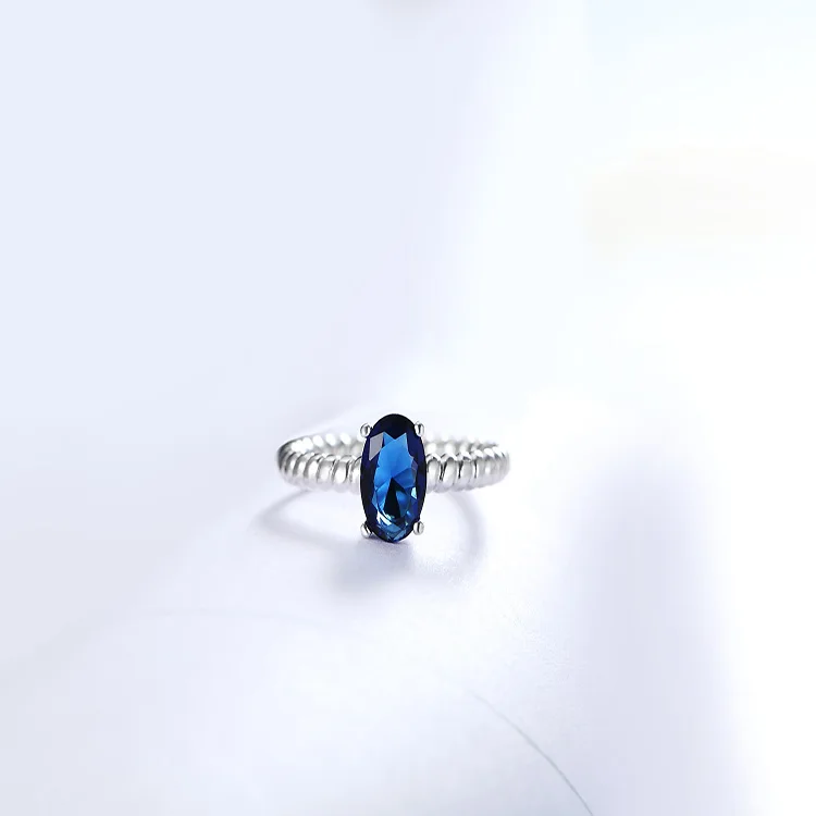 Jewelry Ring Neelam Stone Fashion Wholesale Couple with Blue Engagement Bands or Rings 925 Silver Wedding Pave Setting Unisex