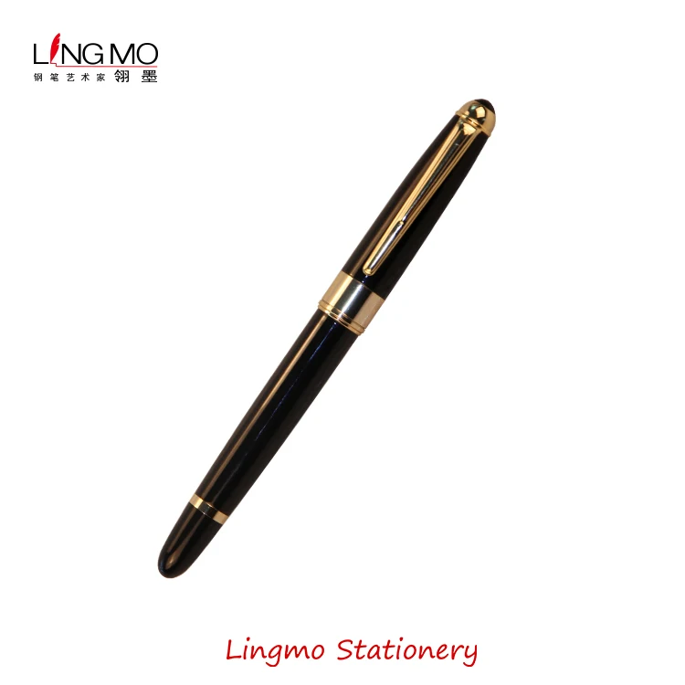 Lingmo High Quality Luxury Metal Rollerball Pen Black Gold with OEM Custom Logo
