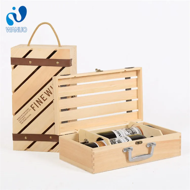 WanuoCraft Customized Logo And Design Wooden Plywood Wine Box For Wedding/Business/Gift