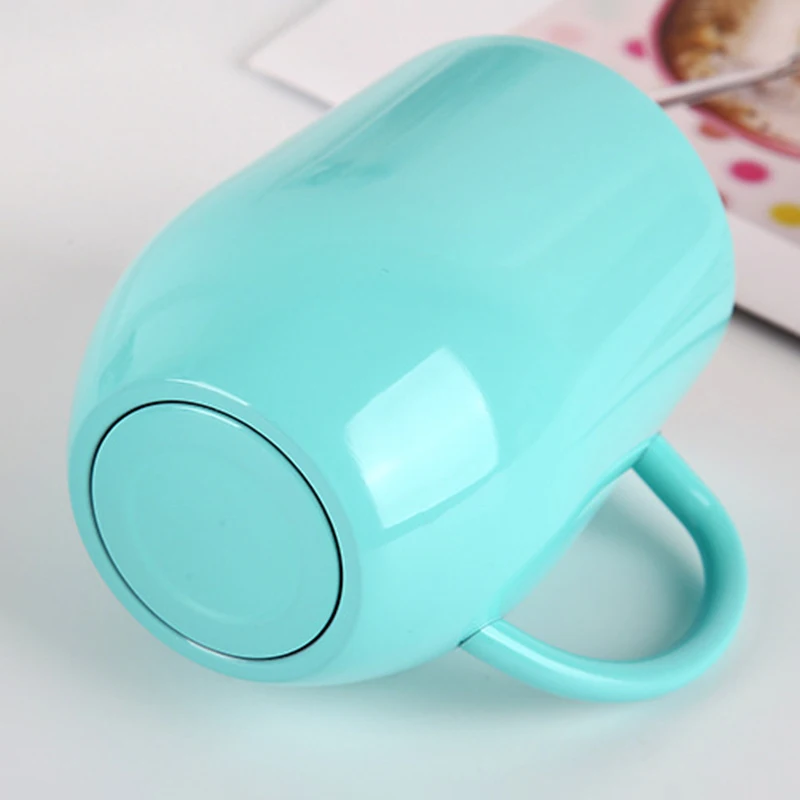 WeVi 12oz stainless steel vacuum double wall  insulated eggshell coffee tumbler with handle