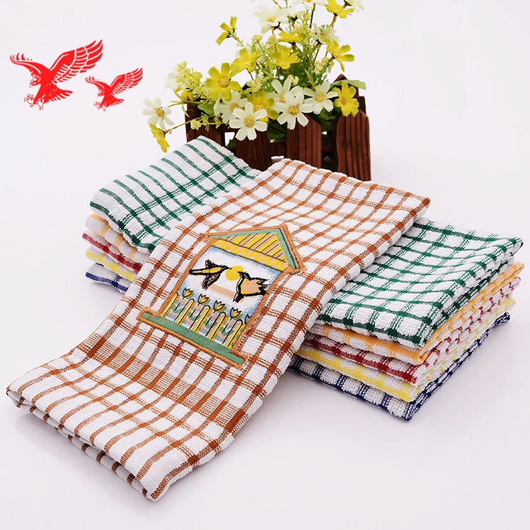 China Factory Professional Customized 100% Cotton Absorbent Embroidery Tea Towel With Custom Logo