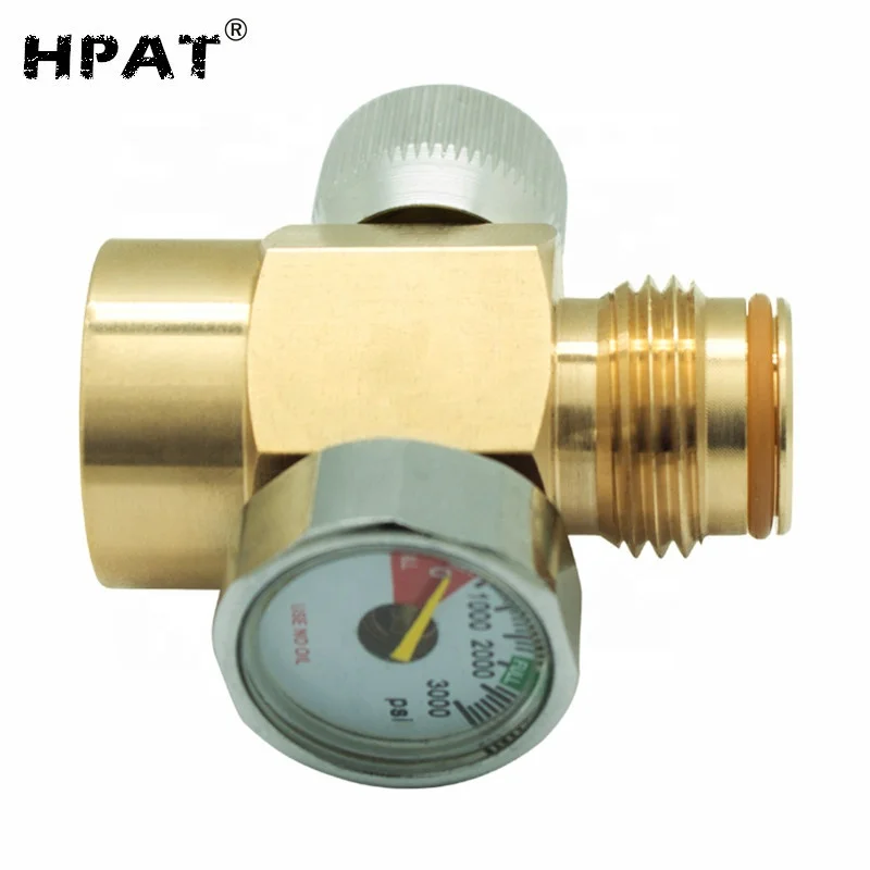 Amazon Hot sale Brass Paintball Inner Thread Soda Water Tank On/Off Valve With 3000 Psi Gauge cartridges