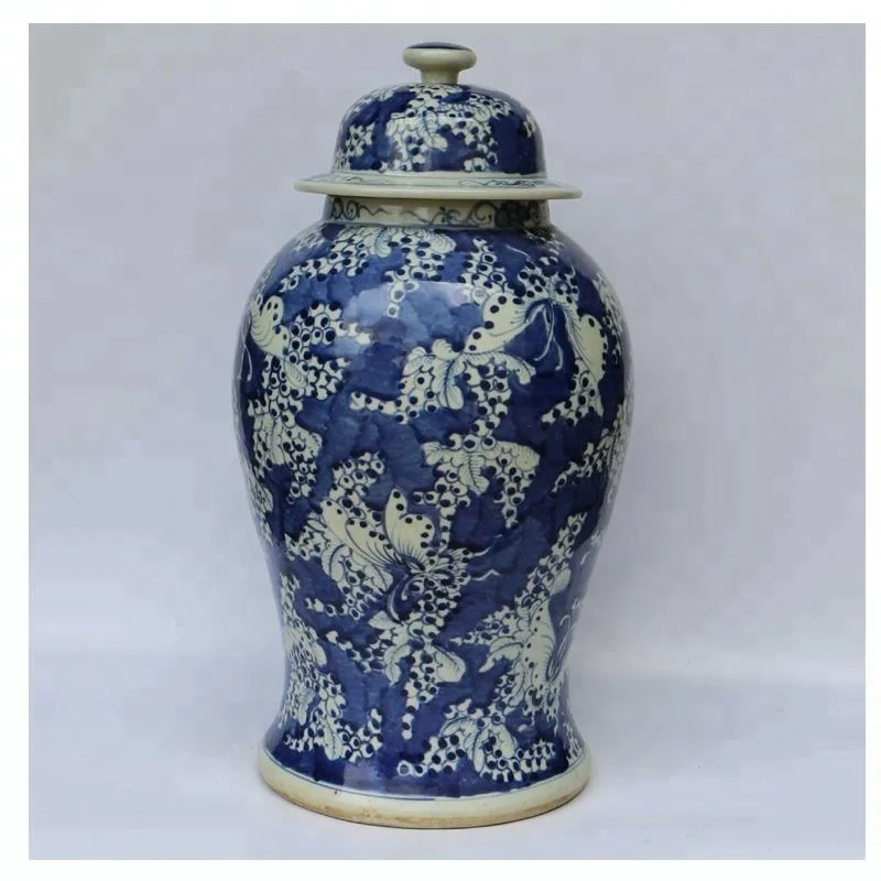 
Blue and white Chinese ceramic general jar, porcelain decorate flower vase with antique finished from Jingdezhen 