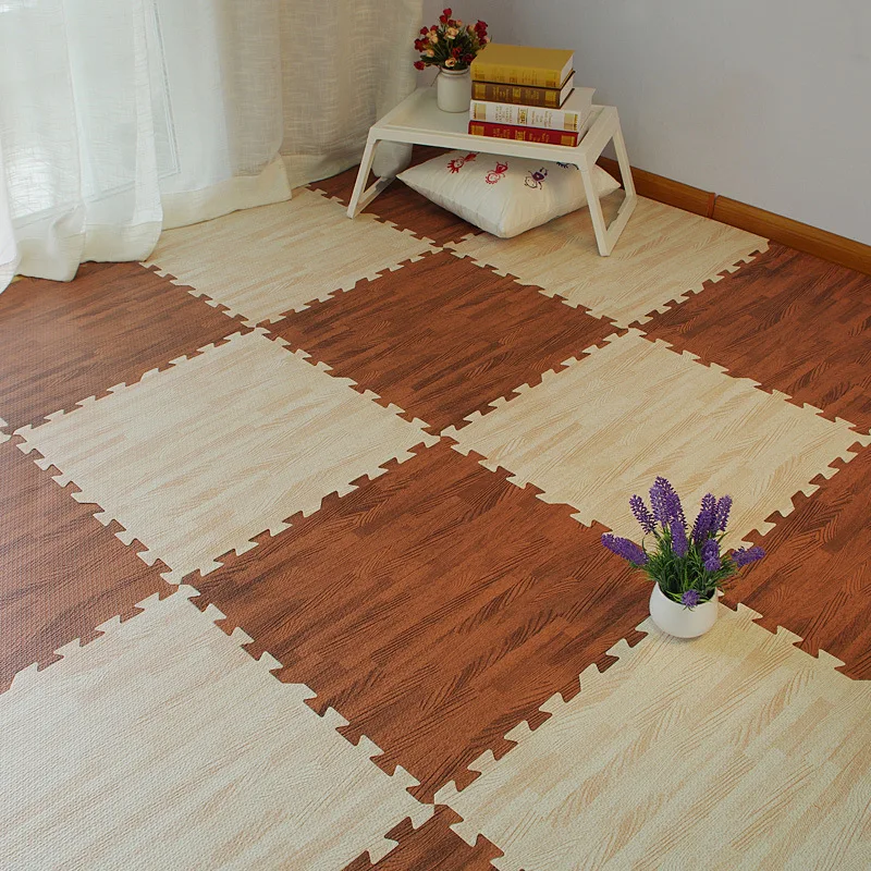 
Wooden Grain Floor Mats Foam Interlocking Mats Each Tile 1cm Thick Flooring Wood EVA Puzzle Mat 
