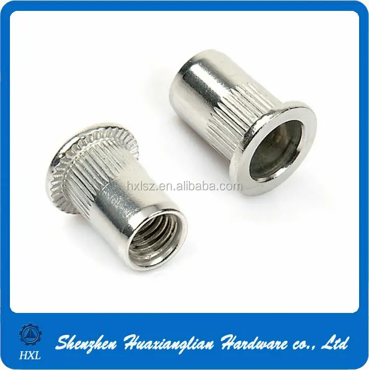 Stainless steel and carbon steel Internal thread m4 m6 flat head blind knurled rivet nut