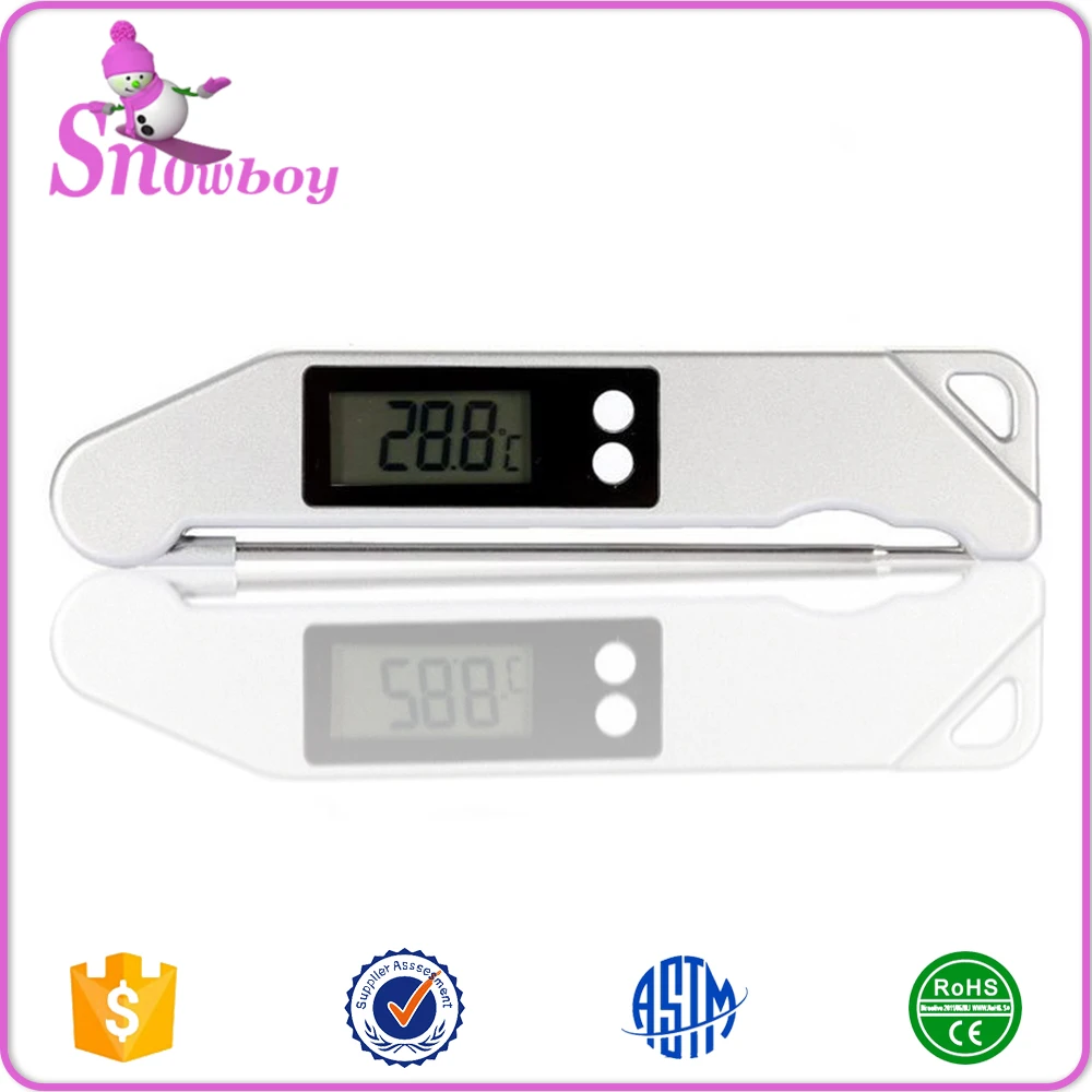 Hot Sale in Bulk Silver Digital BBQ Food Wireless collapsible Cooking Thermometer