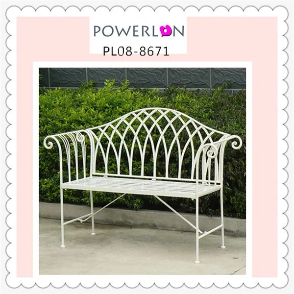 
White Folding Metal Garden Bench Wrought Iron High Quality Garden Sofa 