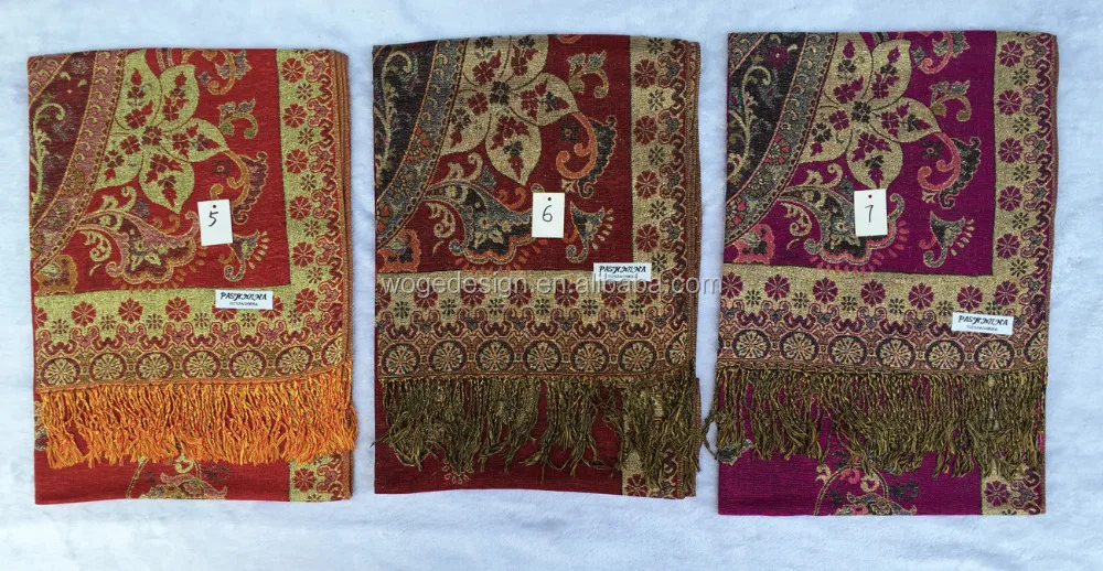 Fashion traditional Russian style women rayon turban wrap shawl hijab jacquard paisley floral lurex manufacturers pashmina scarf