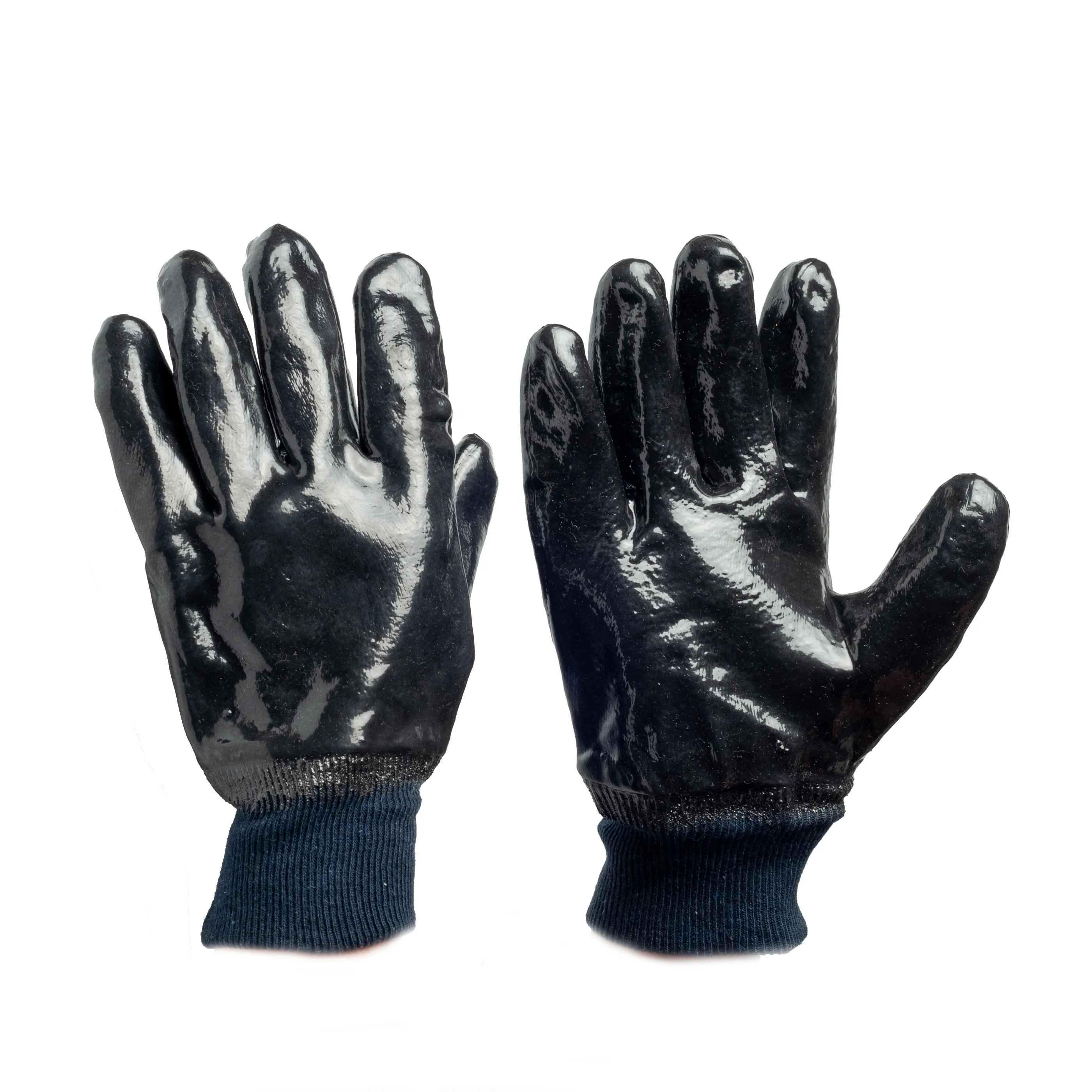 Cotton Liner Knitted Wrist Cuff Red PVC Working Gloves