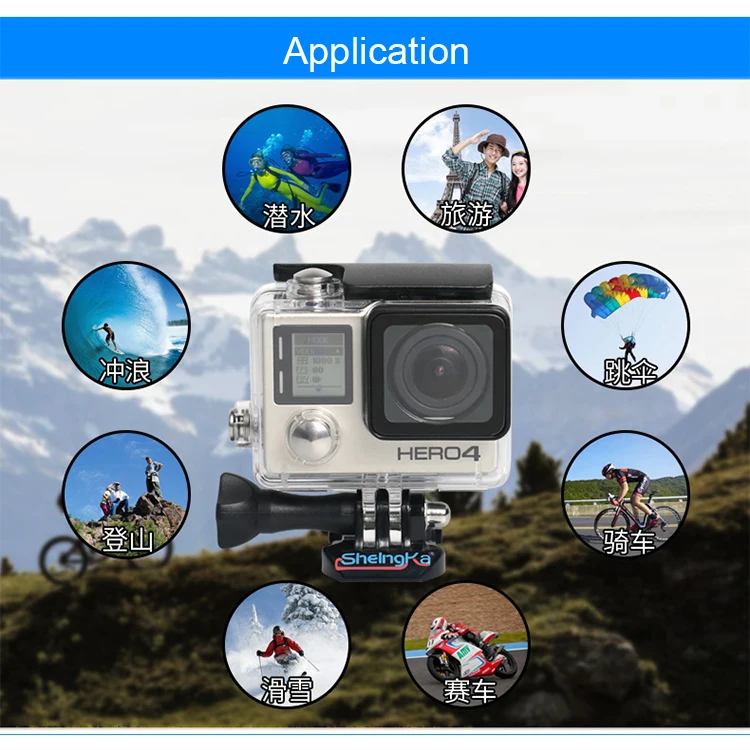 JingYing high quality transparent action camera waterproof go pro 3 4 housing for gopros 3 4