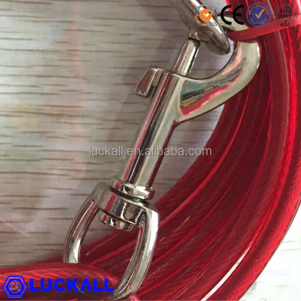 Dog Steel Wire Rope Chain Leash Plastic coated galvanized steel aircraft cable Iron snap on both dog chain