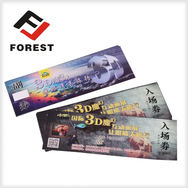 High quality thermal printing paper admission tickets,anti-counterfeit thermal event ticket