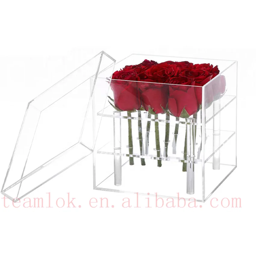 Acrylic Rose Flower Display Storage Box,Plexiglass Preserved Roses Gift Boxes