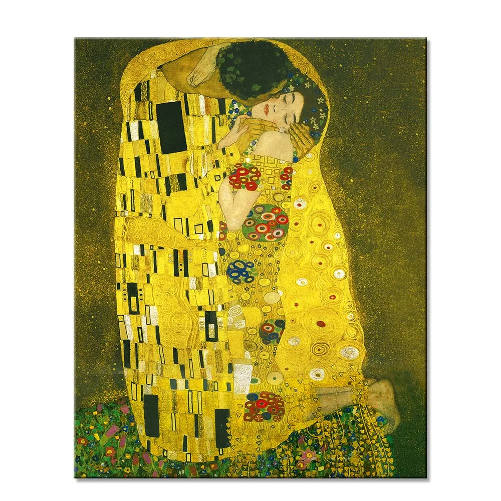 High quality hand painted wall designs kiss art  reproduction oil painting