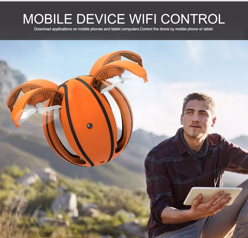 
Novel Wifi Live Video Transmission Real Time Folding Drone Basketball RC Drone FPV Camera Drone 