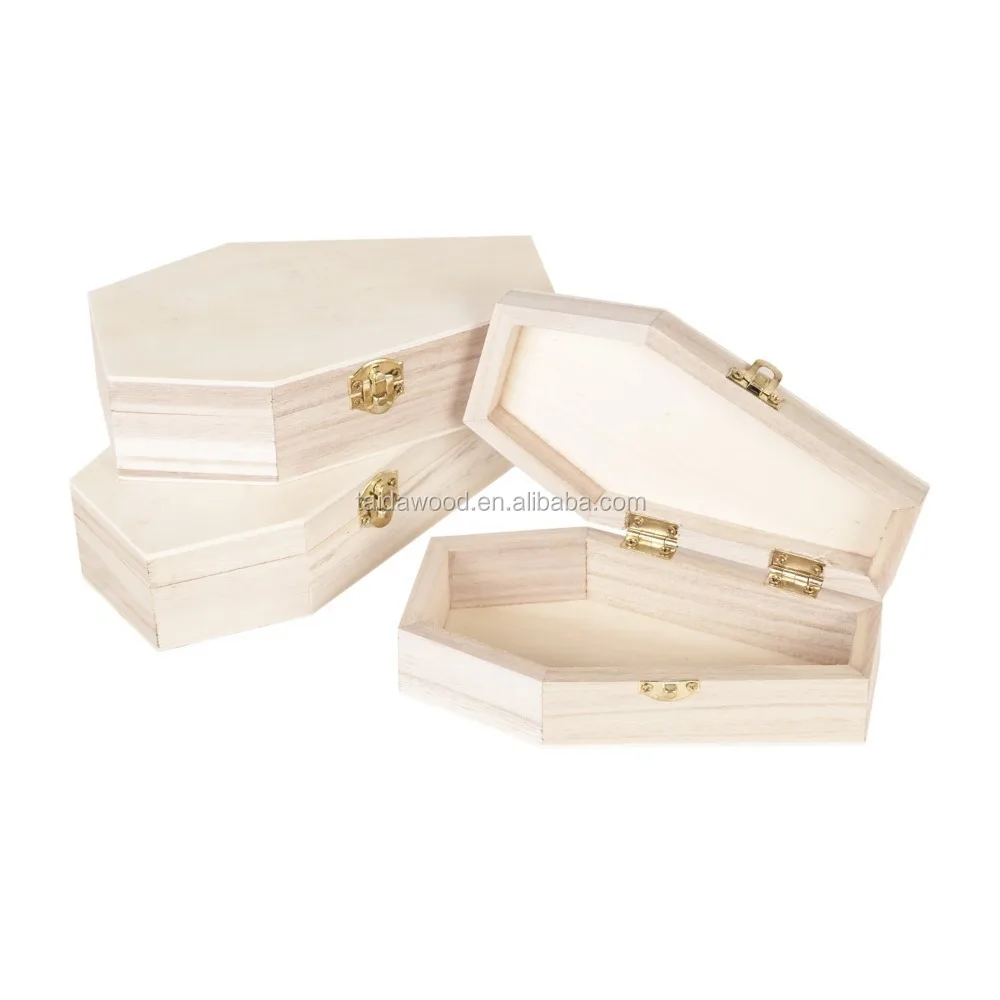 Unfinished Wood Coffin Boxes