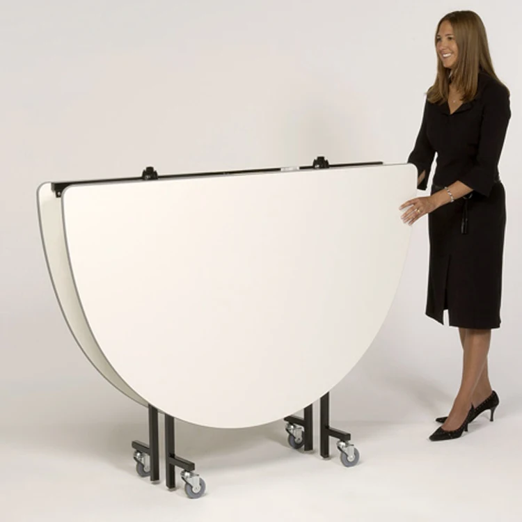 Складной круглый банкетный стол из ПВХ с колесиком для мероприятий