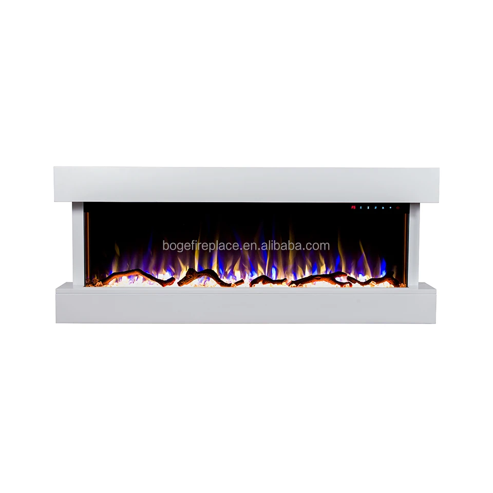 Electric Fire Multi Function Remote Control with white MDF Mantel and Floor Standing Base