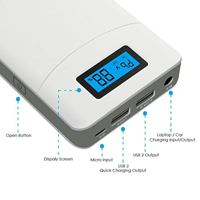 New products 2021 P65 QC2.0 LCD laptop charger anker power bank 20000mah with  12v 15v 16.5v 19v 20v 24v