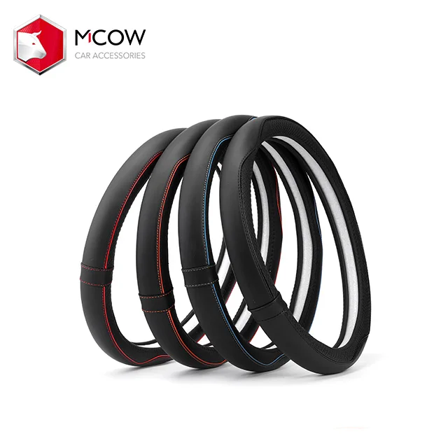 
2020 High Quality O Style D Style 38cm 15' Leather Car Steering Wheel Cover For BMW Audi Benz 