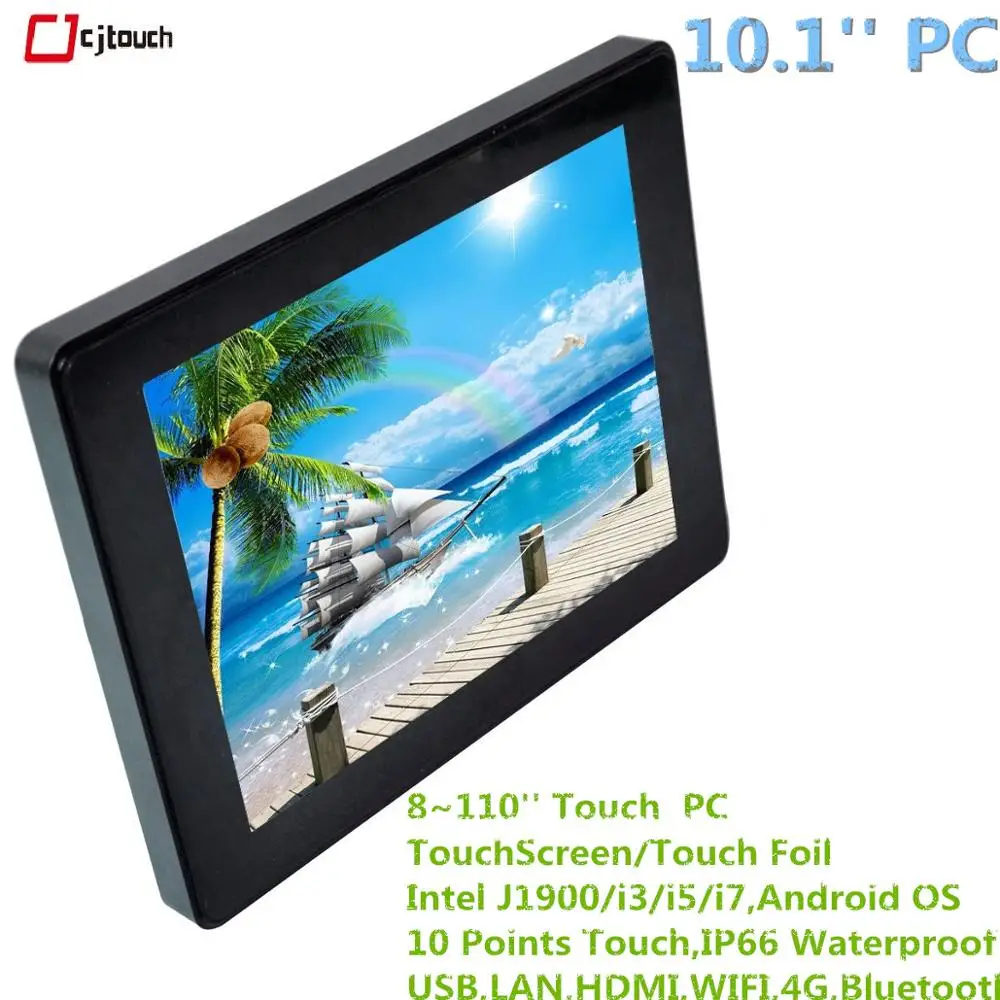 10.1 inch AIO Touch all in one pc usb hmi 10 points multi touch capacitive waterpoof industrial AR AG Glass bank payment kiosk