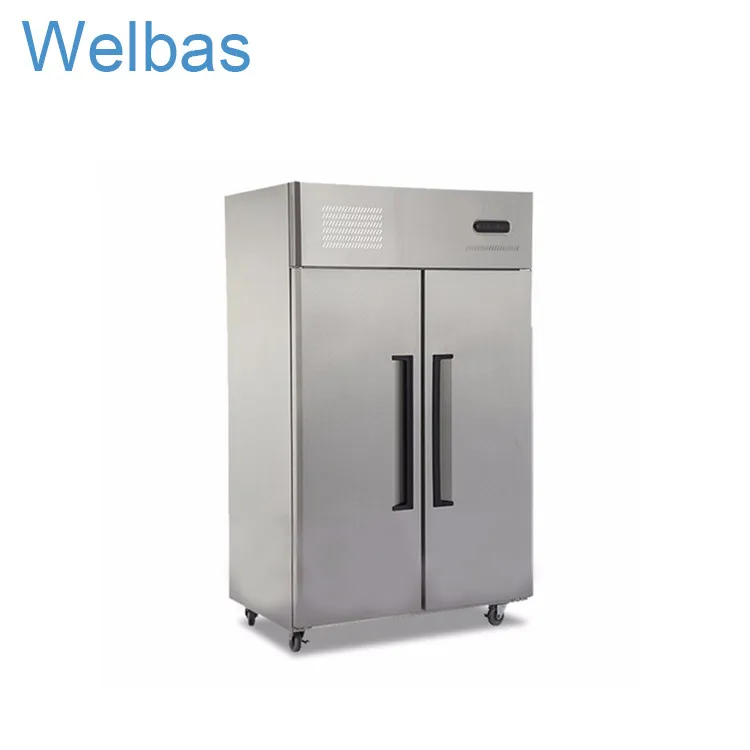 Нержавеющая сталь 2 половина твердой двери двойной температура коммерческих морозильник Вертикально Холодильник