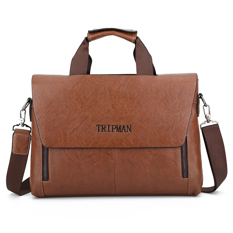 TRIPMAN Fashionable Mens Briefcases PU Leather Handbag Large Capacity Laptop Business Executive For Lawyers Male