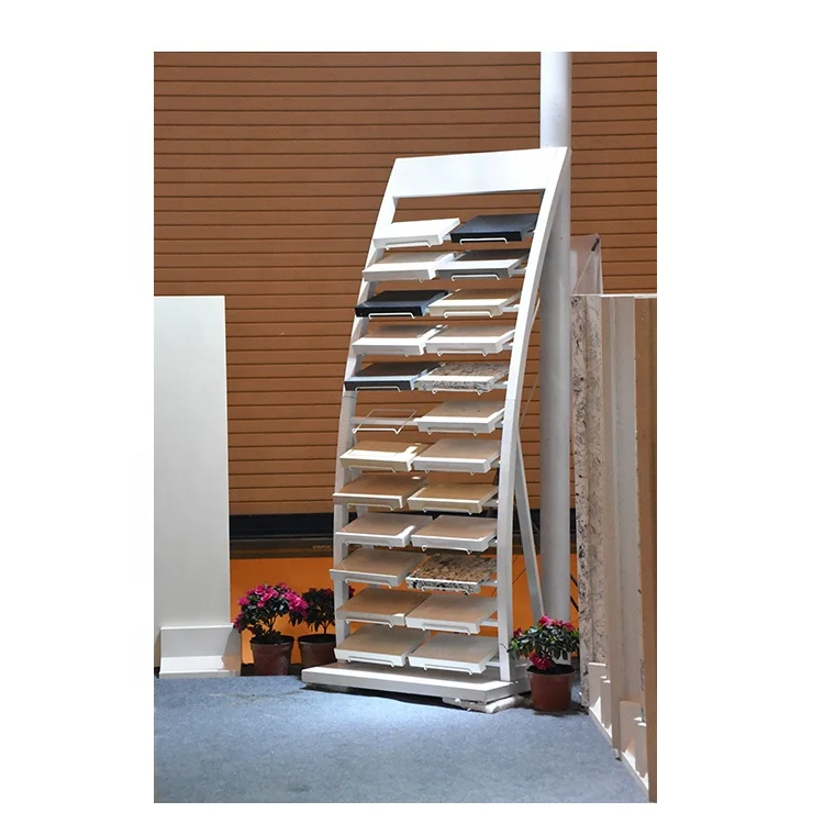 Hot sale multilayer stone sample showroom quartz display rack for marble slab floor display stand metal stone display rack