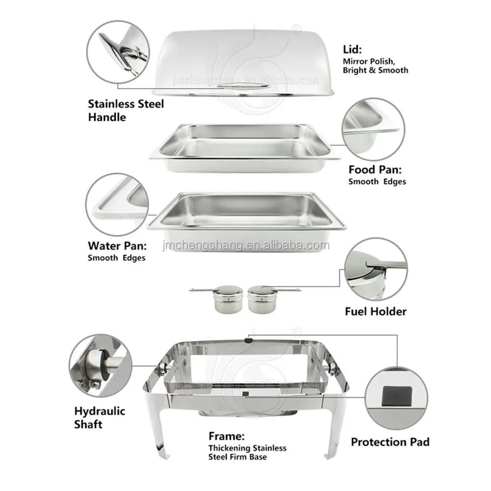 restaurants kitchen equipment kitchen accessories Economic Stainless Steel Roll Top Chafing Dish Mirror Polish with Window
